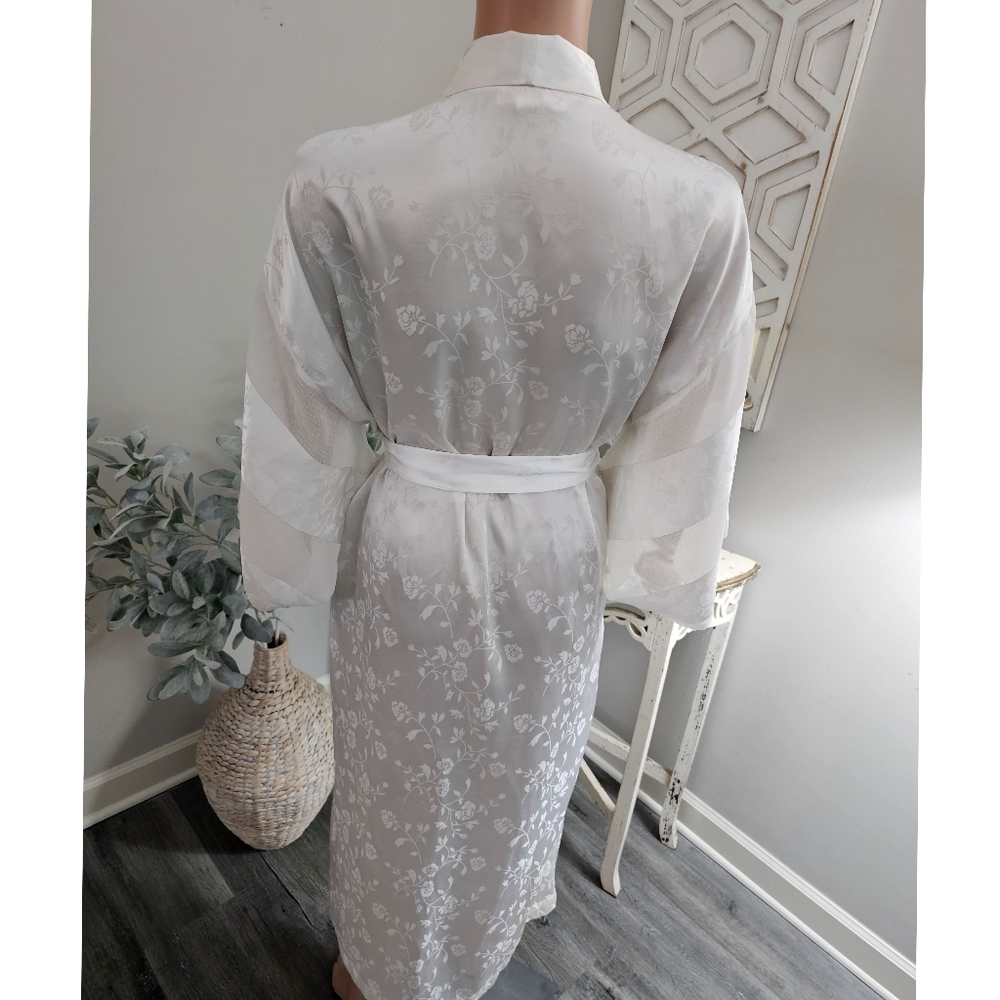 Vintage 80's Dentelle White Floral Sheer Sleeves … - image 8